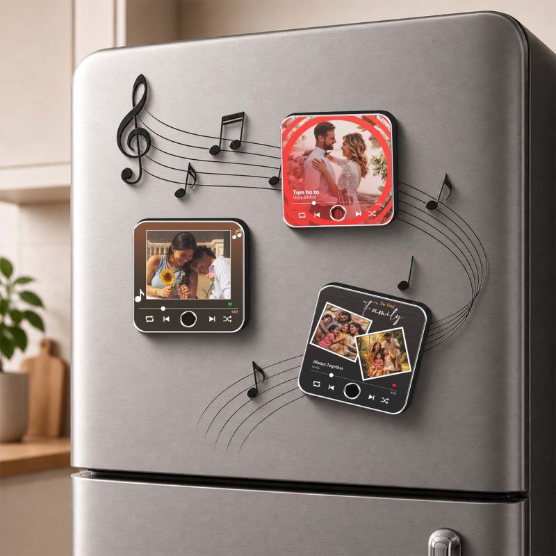 Personalized Music Player Photo Fridge Magnet with Song Birthday Gift for Girlfriend & Wife Memory Photo Fridge Magnet for Couples